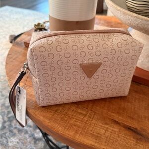 Guess Beige Monogram Cosmetic Case